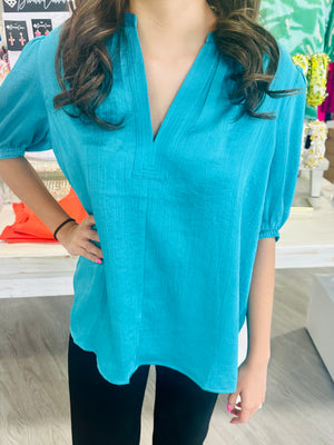 NICOLE TURQUOISE TOP