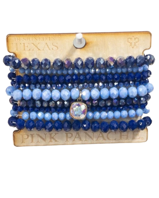 9-strand Royal and light blue bead bracelet