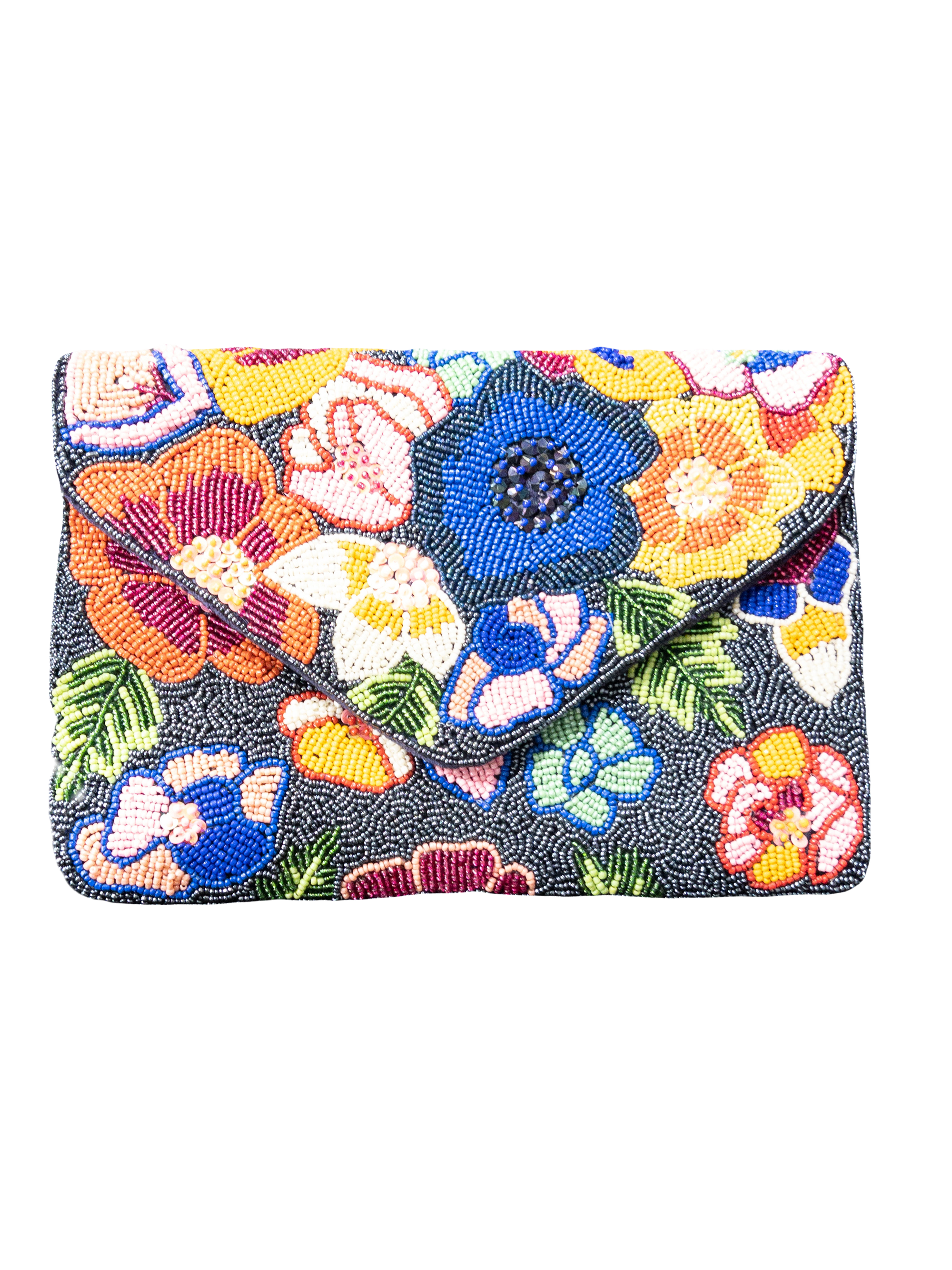 MULTI FLORAL BEADED CLUTCH LA CHIC