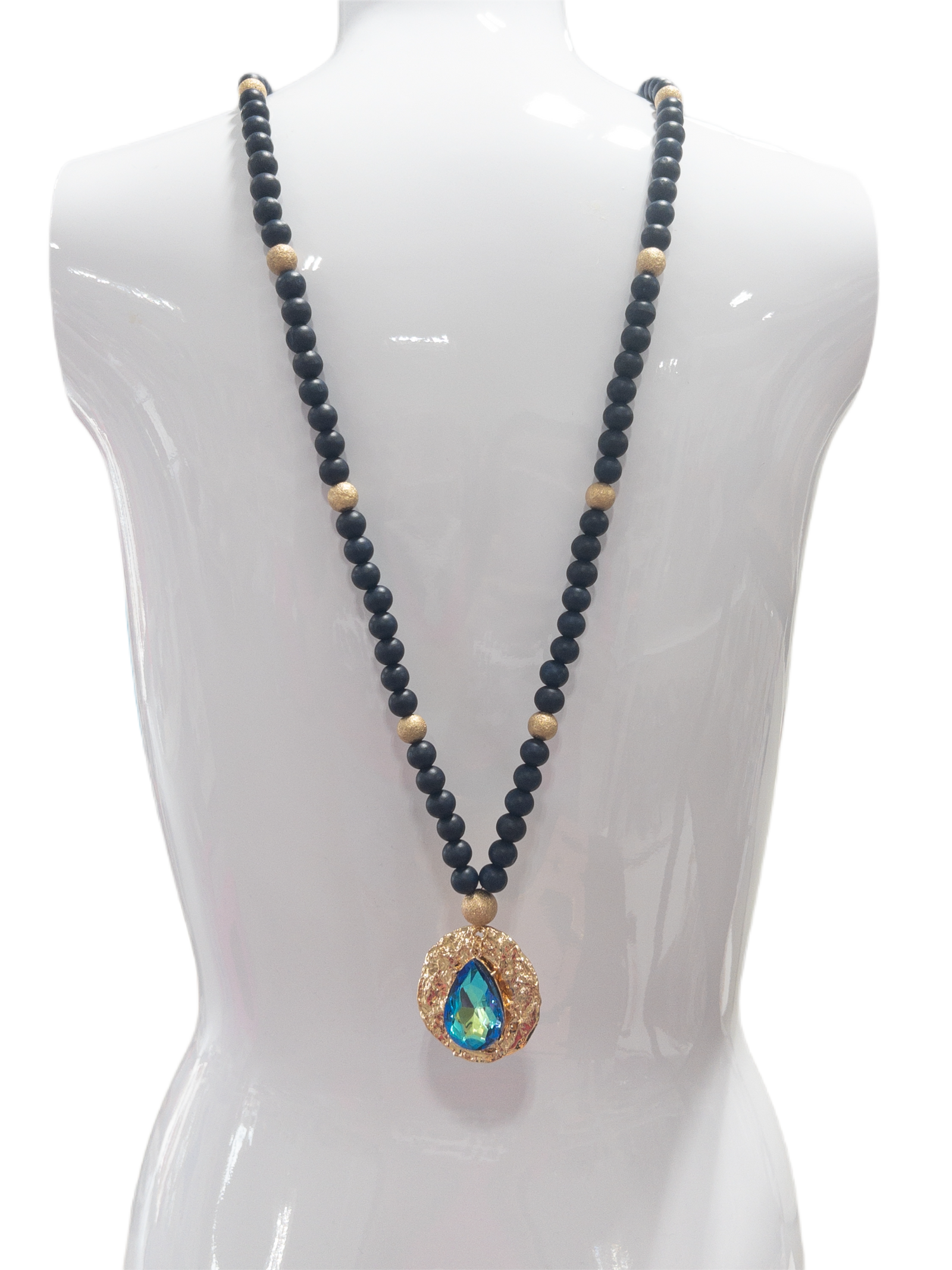 XLONG BLUE GREEN SHIFT TEADROP NECKLACE PINK PANACHE