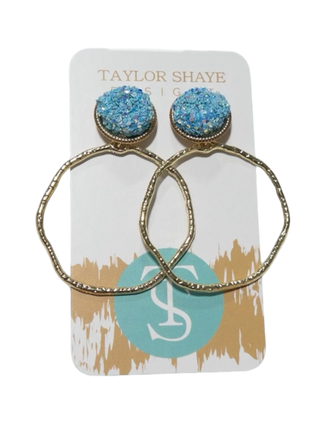 Sky BLUE GLITTER TOP HOOP TAYLOR SHAYE