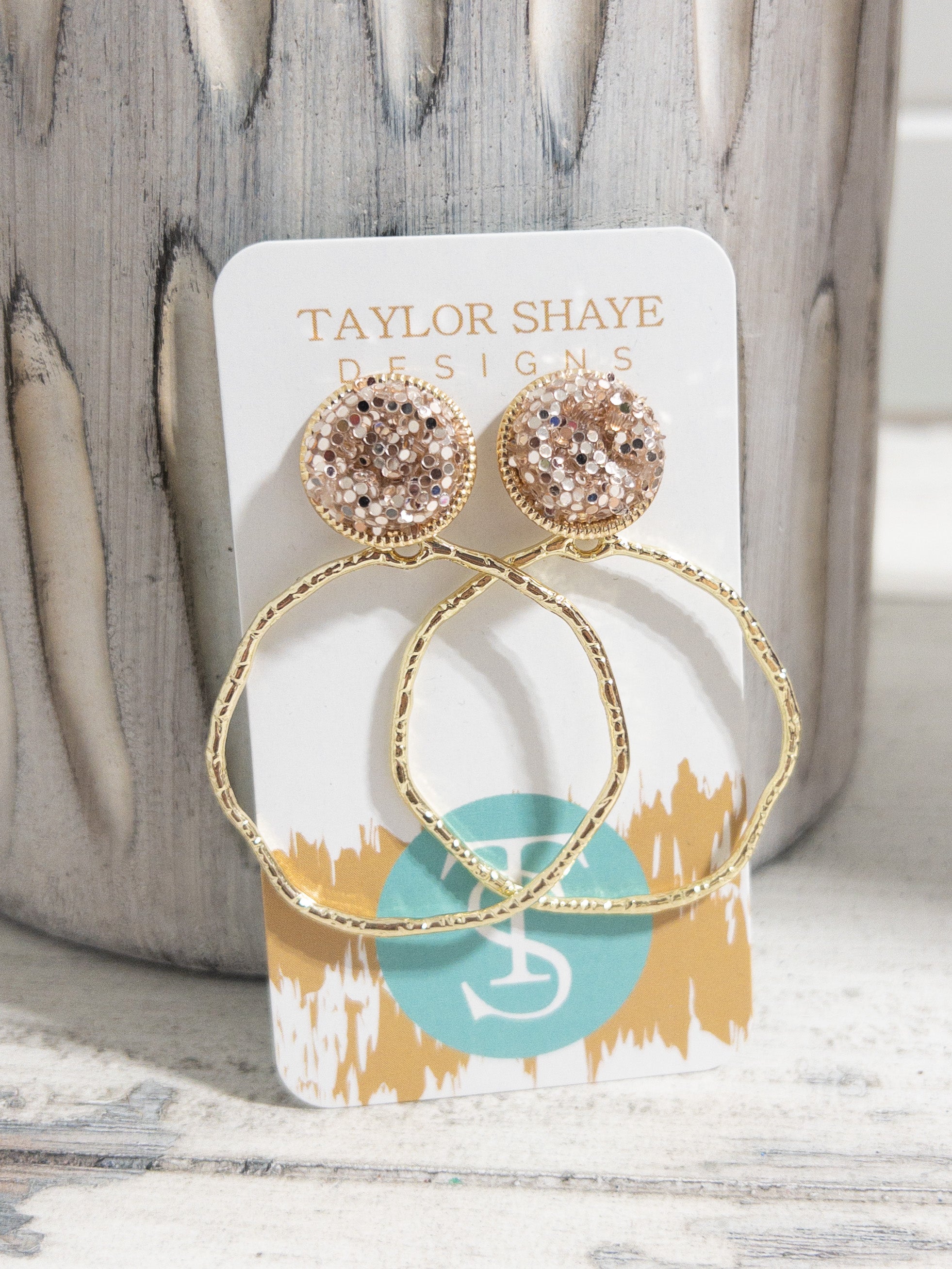 ROSE GOLD GLITTER TOP HOOP TAYLOR SHAYE