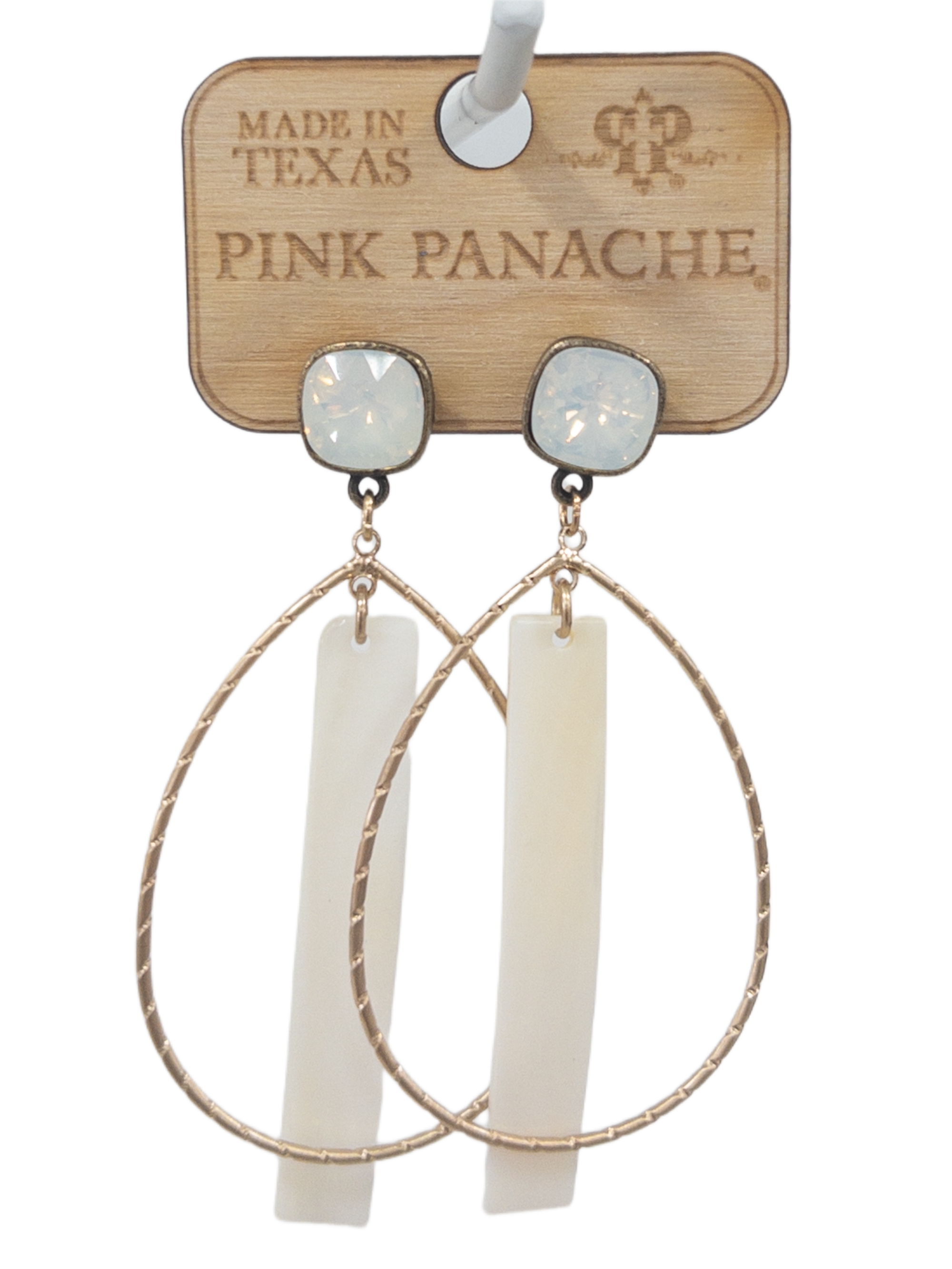 IVORY DETAIL TEARDROP  DANGLES PINK PANACHE