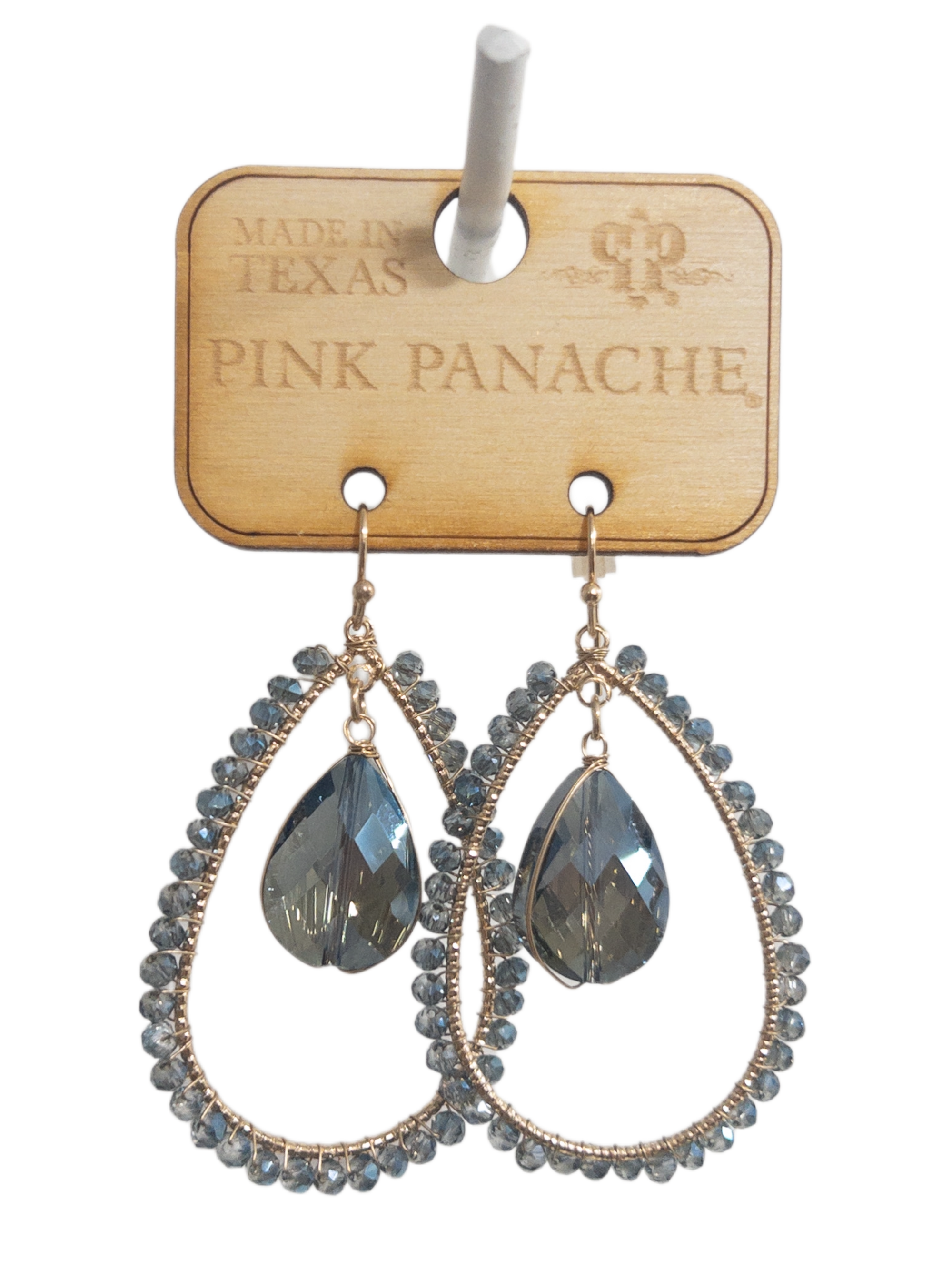 STONE BLUE BEADED DROP PINK PANACHE