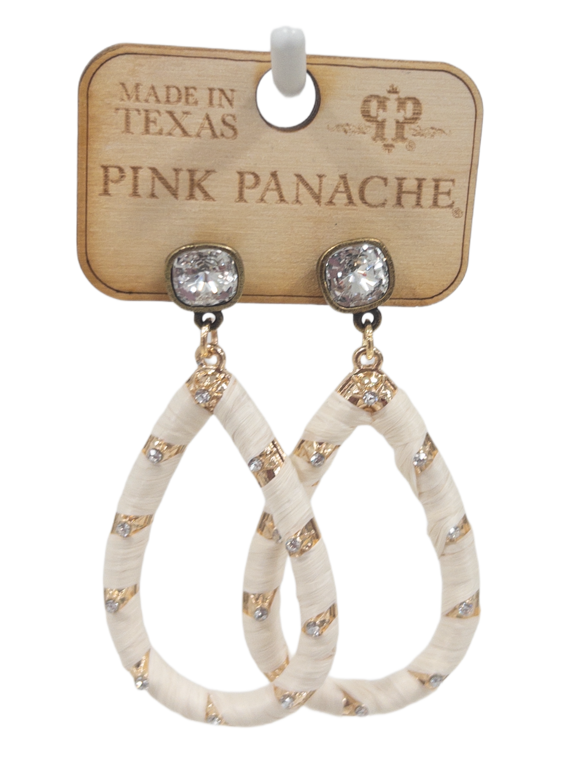 IVORY TEARDROP RHINESTONE DANGLES PINK PANACHE