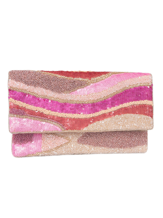FUSCHIA WAVES BEADED LA CHIC CLUTCH