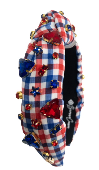 RED,WHITE &BLUE GINGHAM HEADBAND BLUE BRIANNA CANNON