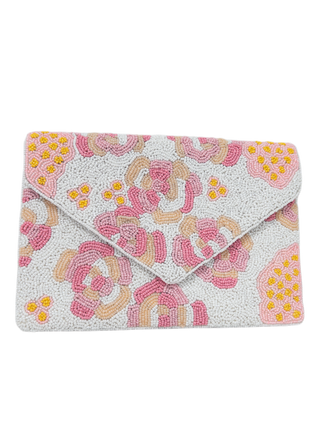 PINK FLORAL BEADED LA CHIC CLUTCH