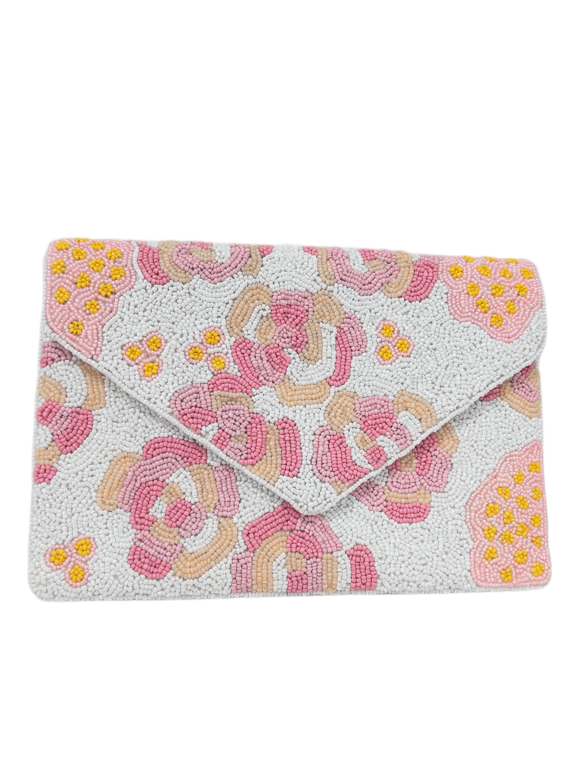 PINK FLORAL BEADED LA CHIC CLUTCH