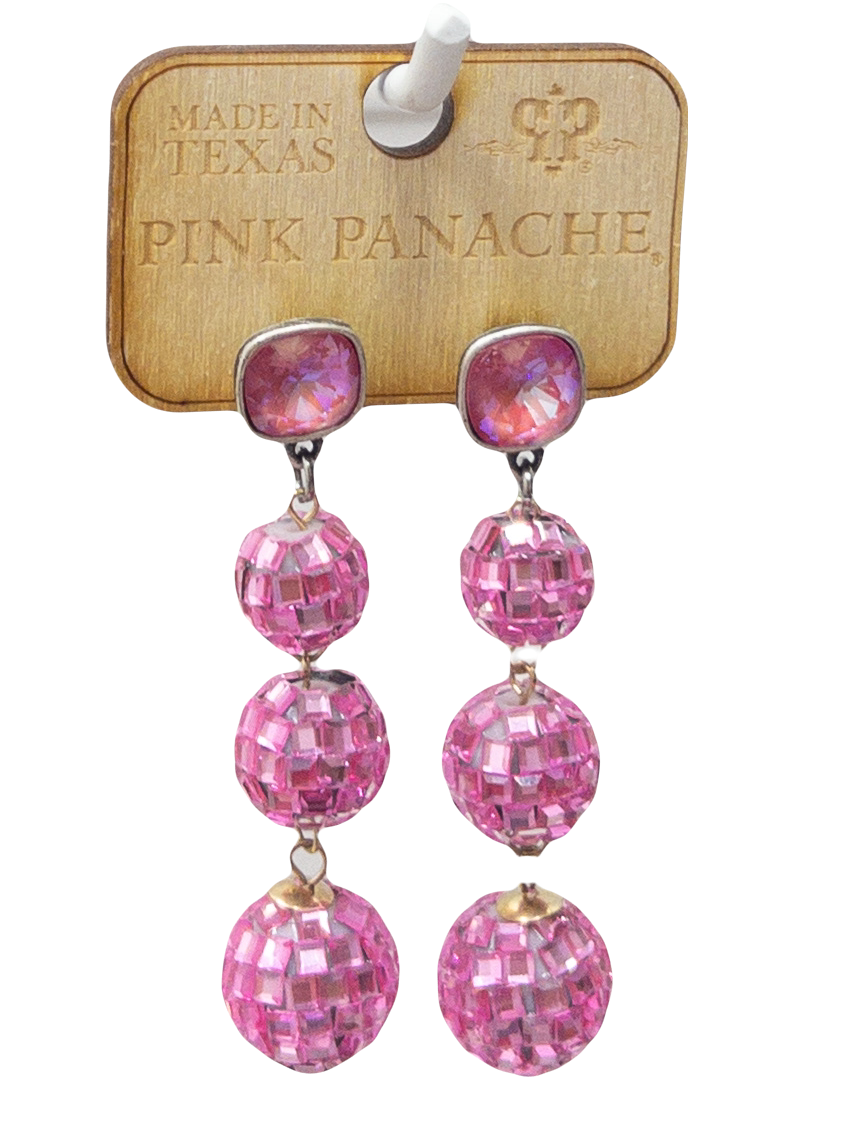 PINK DISCO DROP DANGLES PINK PANACHE