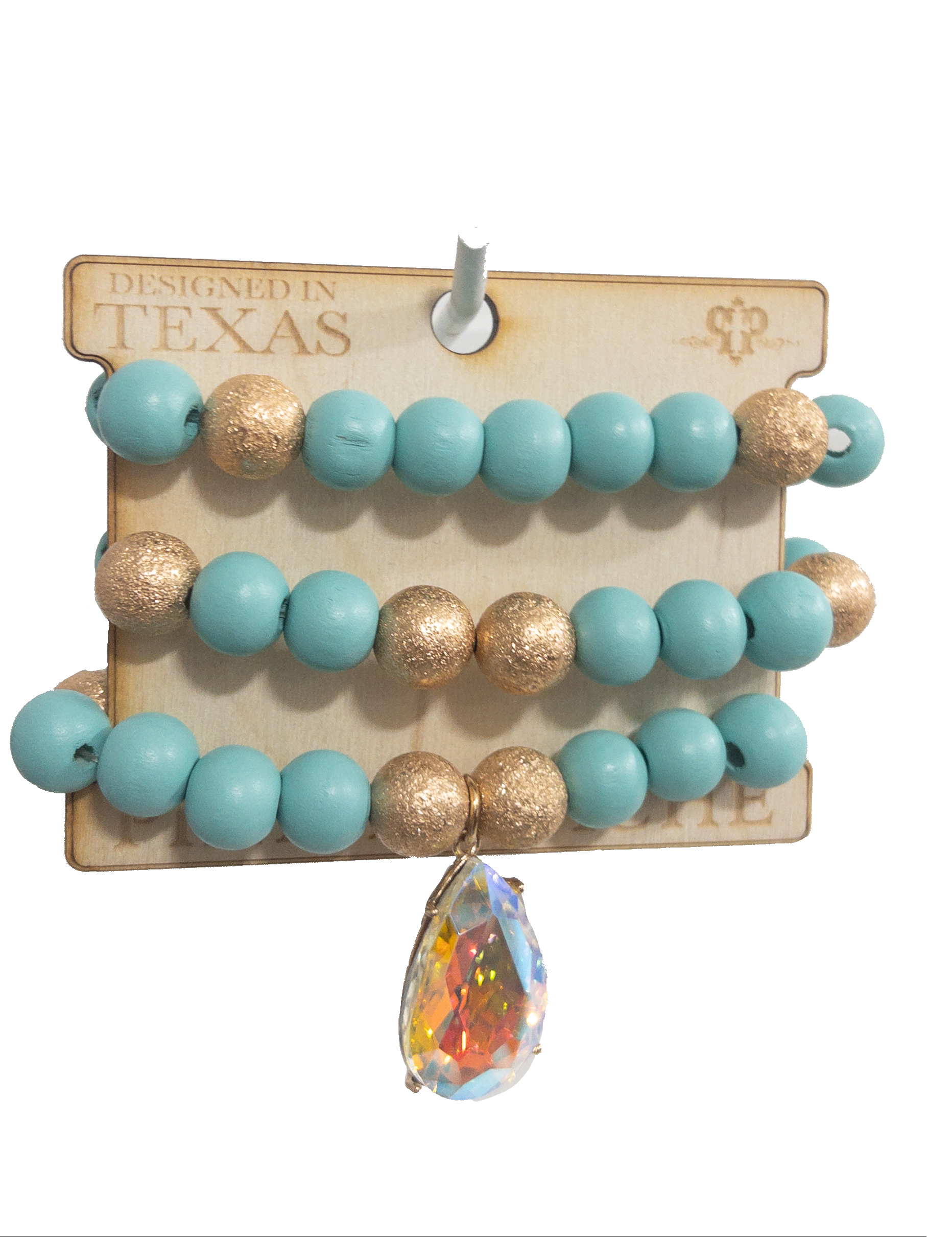 TEAL IRIDESCENT GEM PINK PANACHE BRACELET SET