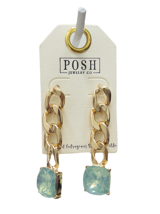 POSH TEAL DROP CHAIN DANGLES