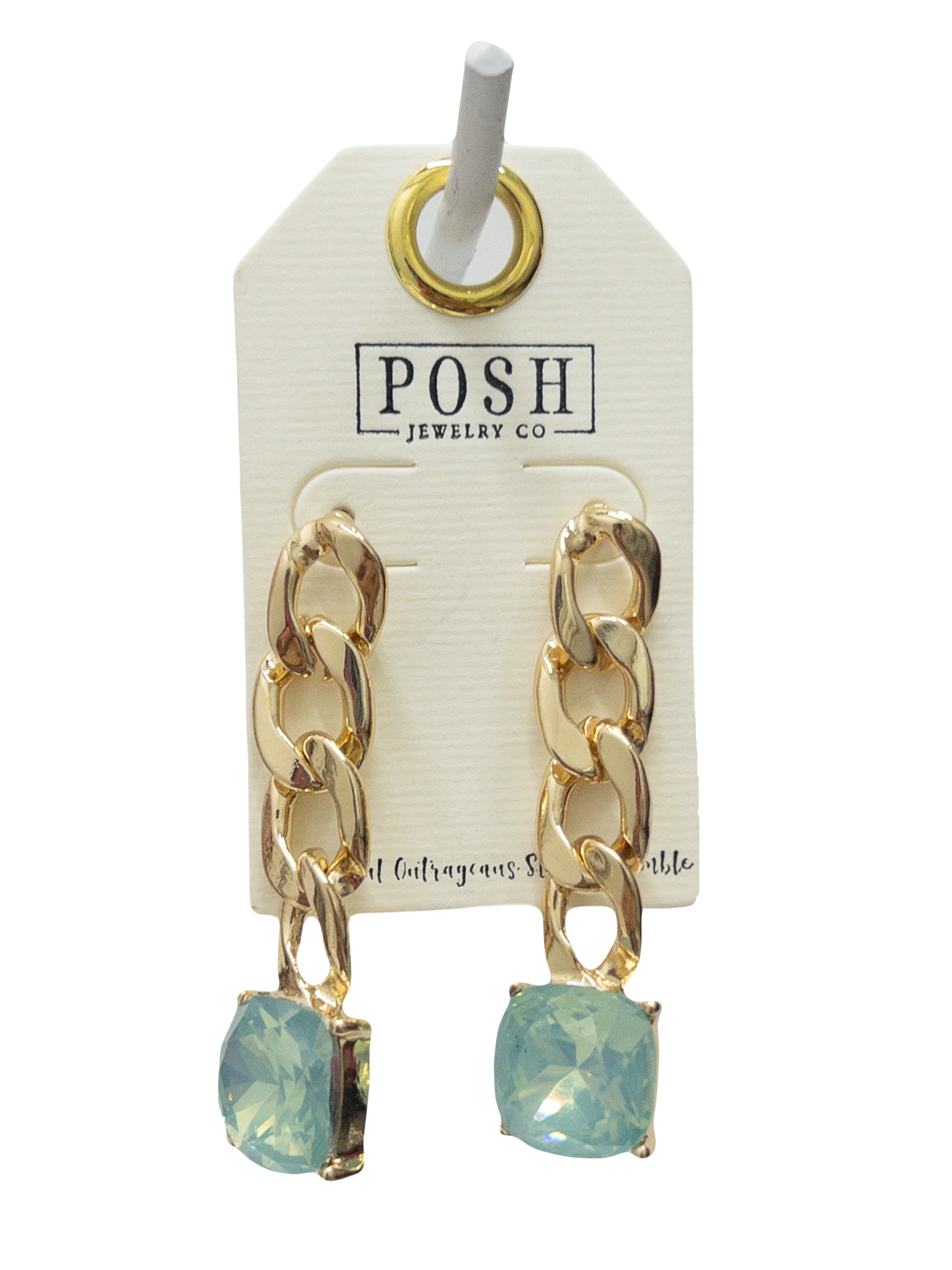 POSH TEAL DROP CHAIN DANGLES