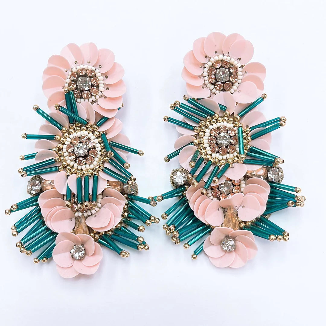 GLITZY CARNATION DANGLES TREASURE JEWELS