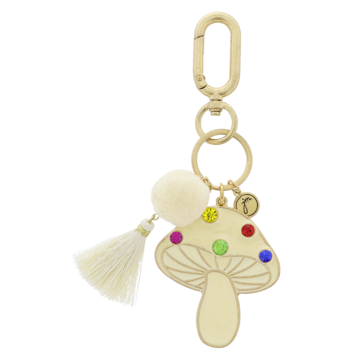 IVORY MUSHROOM WITH CRYSTAL ACCENTS KEYCHAIN