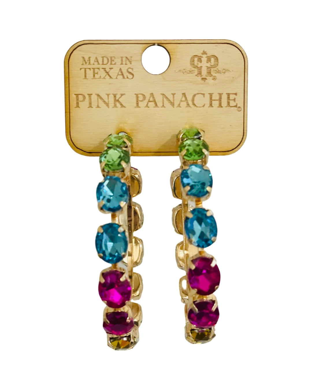 Jewel tone multi-color large hoop pink panache earring