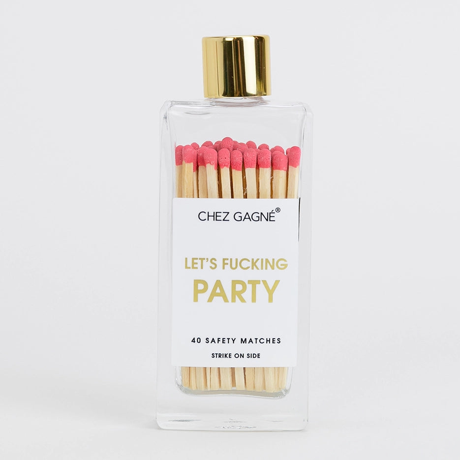 Let's Fucking Party - Glass Bottle Matches - Coral