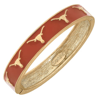 Texas Longhorns Enamel Logo Hinge Bangle in Burnt Orange