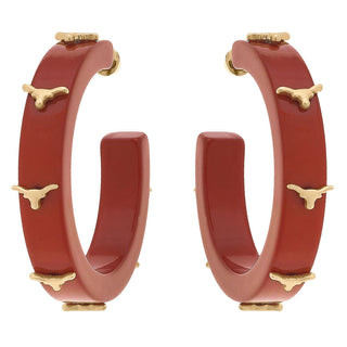 Texas Longhorns Resin Logo Hoop Earrings in Burnt Orange