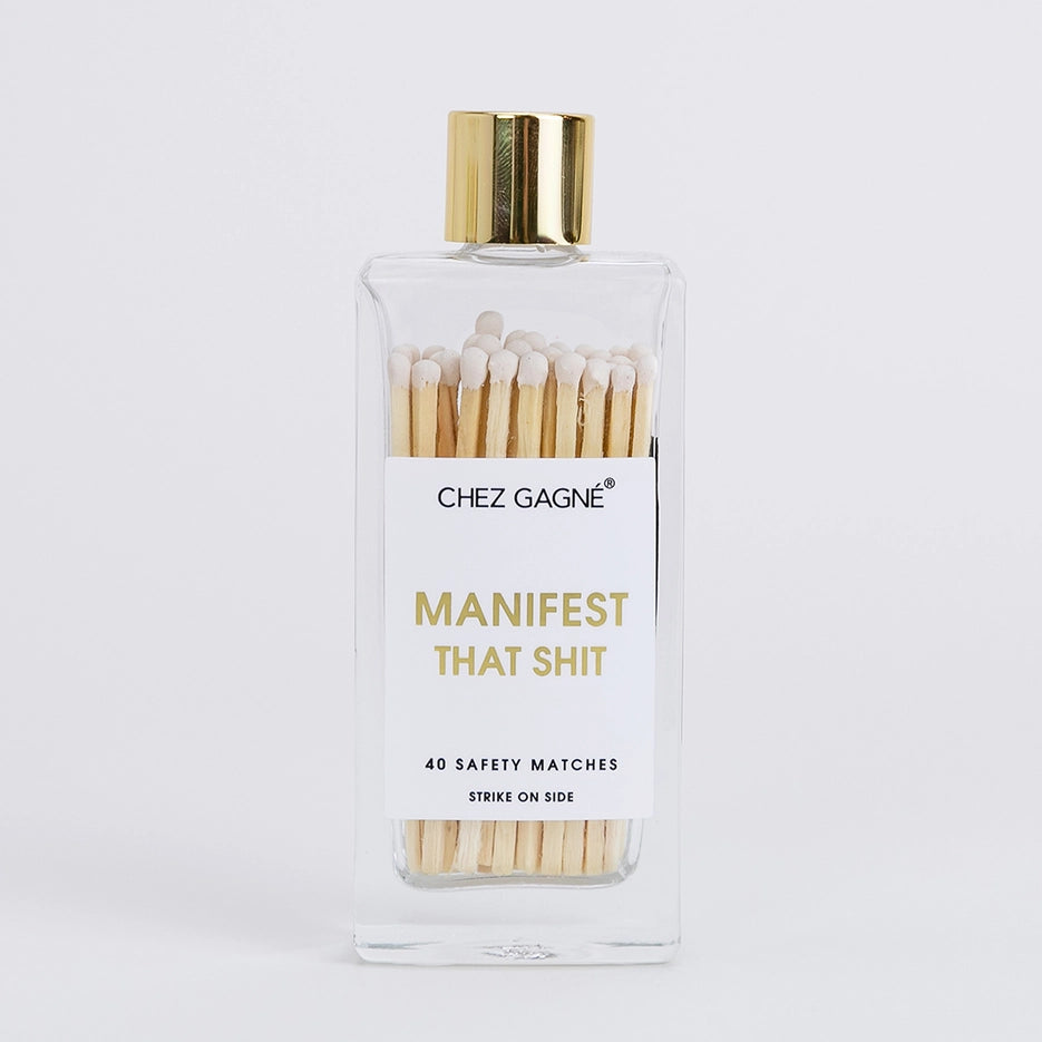 Manifest That Shit - Glass Bottle Matches - White
