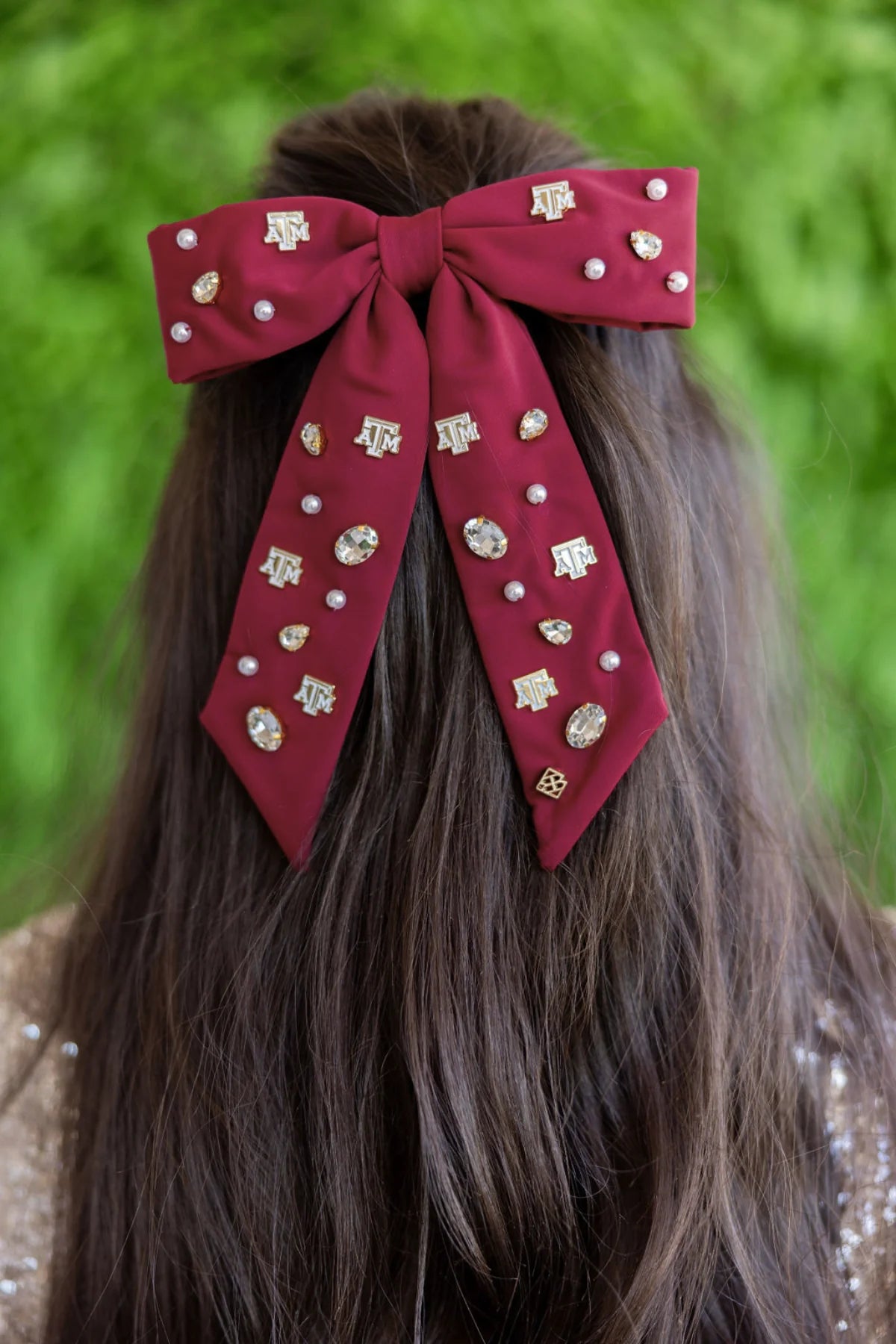 MAROON TEXAS A&M BOW BARRETTE