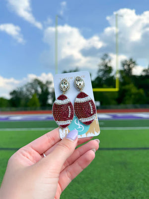 Beaded Maroon Football earring Taylor Shaye