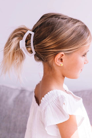 Teleties-Open Coconut White Medium Hair Clip