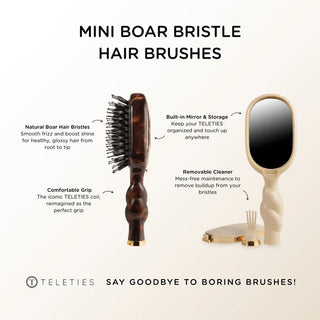 Mini Boar Bristle Hair Brush - Tortoise