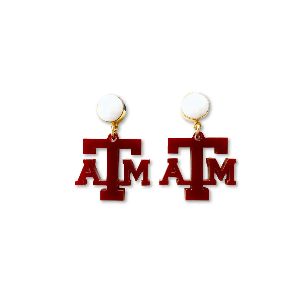 MINI MAROON TEXAS A&M EARRINGS