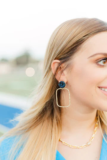 Gameday Glitter Top Hoops-Navy