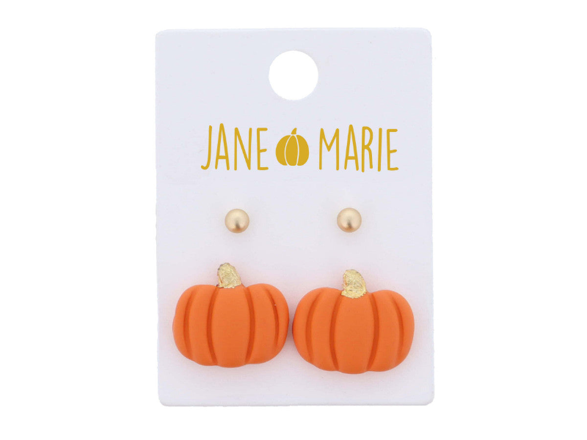 Orange pumpkin stud earrings