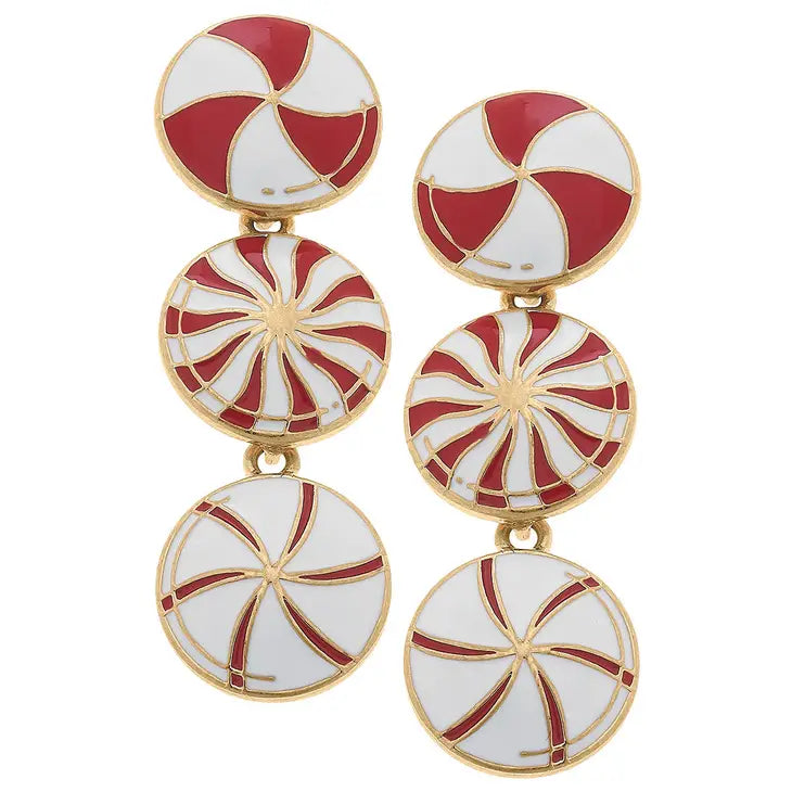 Peppermint Candies Linked Enamel Earrings