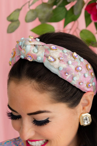 Adult Size Pink & Blue Brocade with Crystals