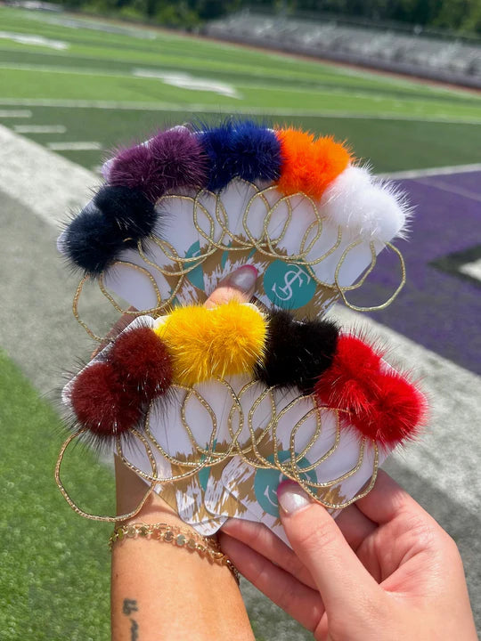 Navy Game Day Puff top hoops Taylor Shaye earrings