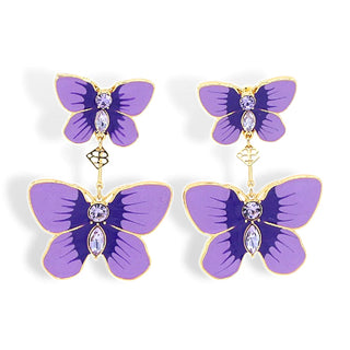 HAND PAINTED BUTTERFLY EARRINGS IN PURPLE