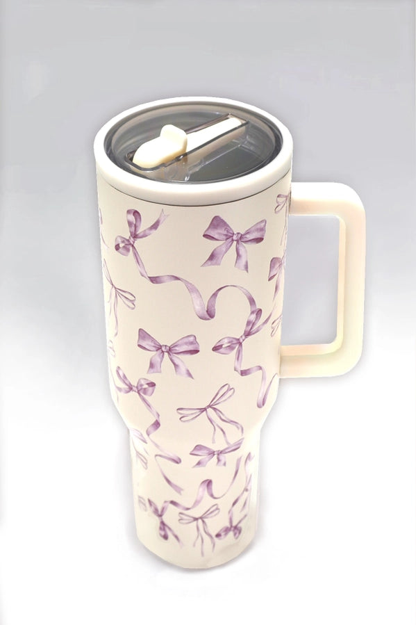 LAVENDAR CREAM BOW 40oz  Tumbler