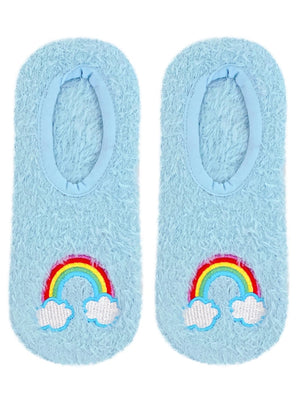 Fuzzy Rainbow Slipper Socks