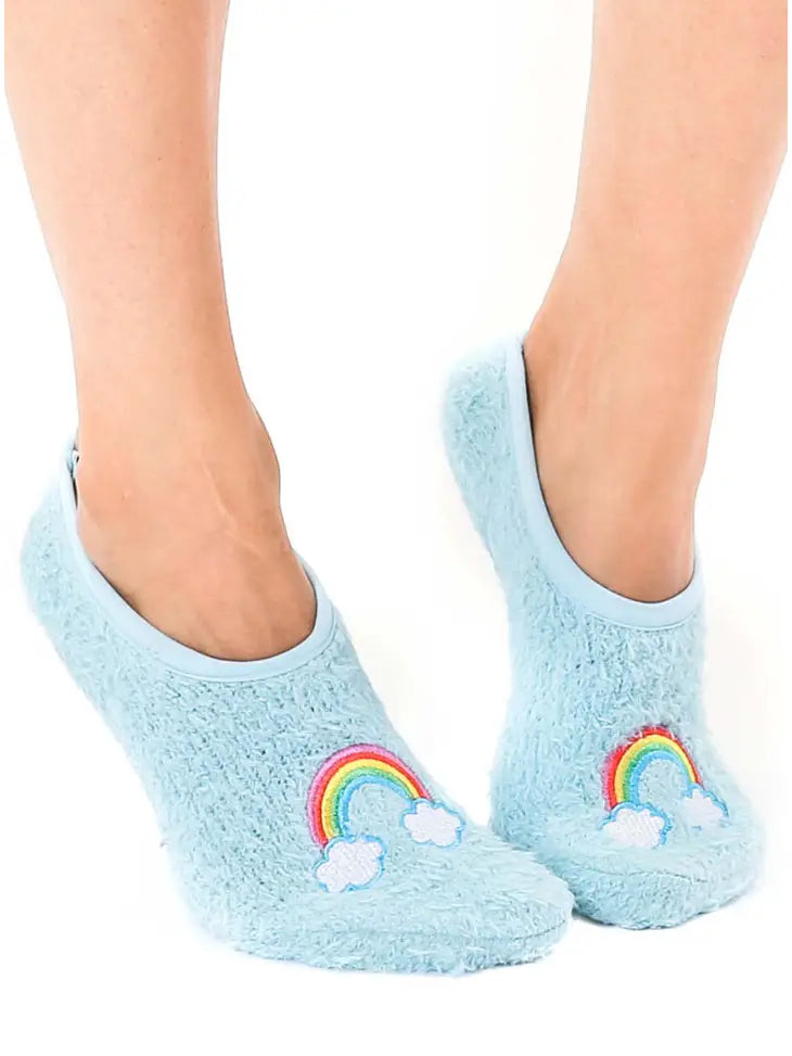 Fuzzy Rainbow Slipper Socks