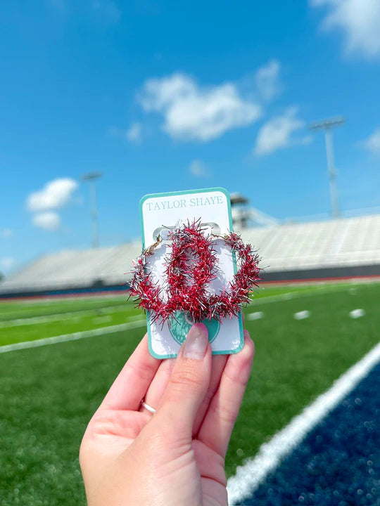 Gameday Pom Hoops- Red and Silver