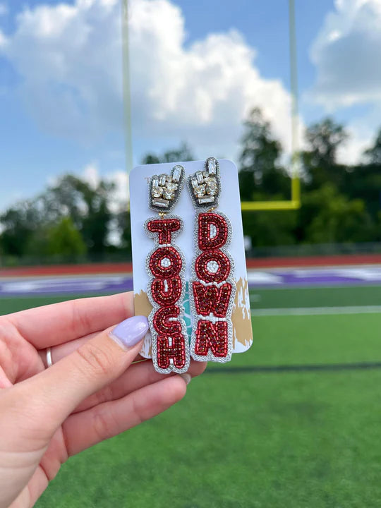 Red/White Touchdown Drop Game Day earrings Taylor Shaye