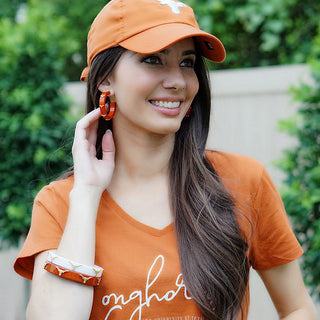 Texas Longhorns Resin Logo Hoop Earrings in Burnt Orange