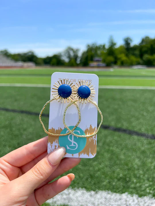 Royal Blue- Gameday Sunburst Hoop earrings Taylor Shaye