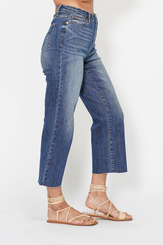 HUDA HW BACK POCKET EMBROIDERY CROP WIDE