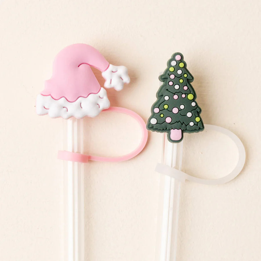 Straw Topper Set-Santa Baby