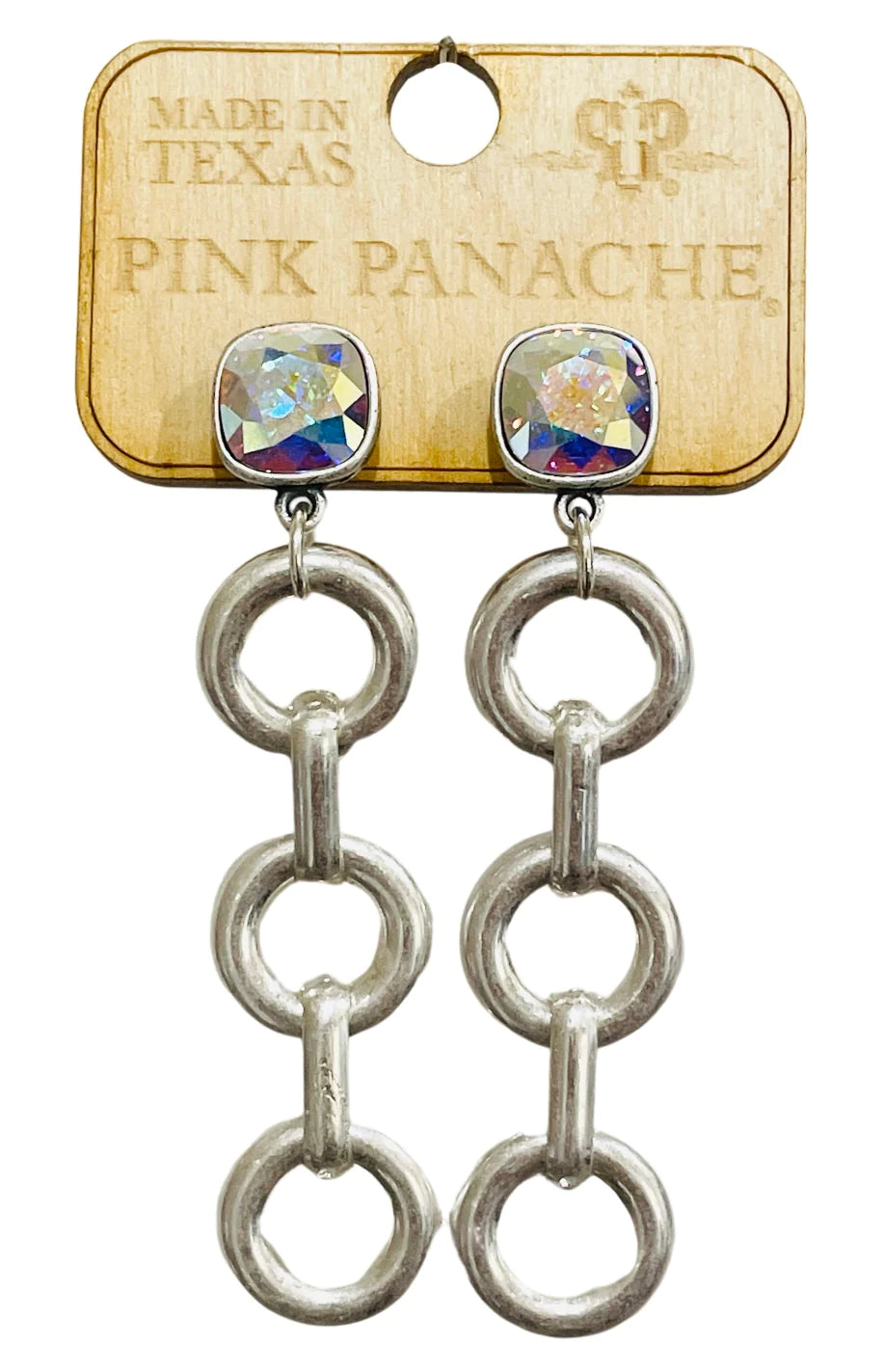 Silver triple circle pink panache earrings