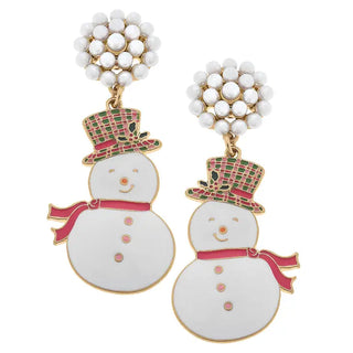 Snowman Enamel Earrings