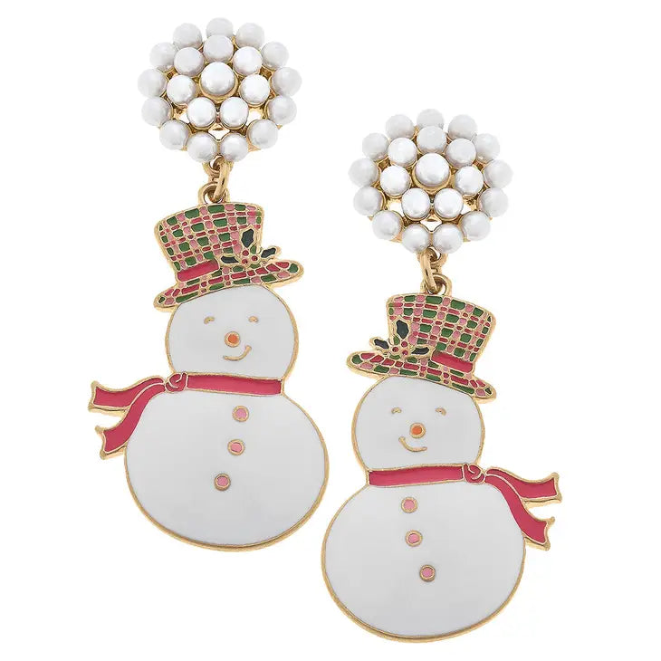 Snowman Enamel Earrings