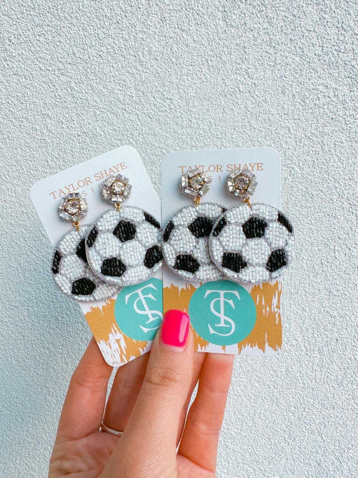 Beaded Soccer Ball Earrings