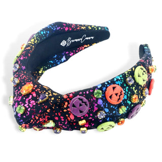 ADULT SIZE SPOOKY PUMPKIN RAINBOW HEADBAND WITH CRYSTALS