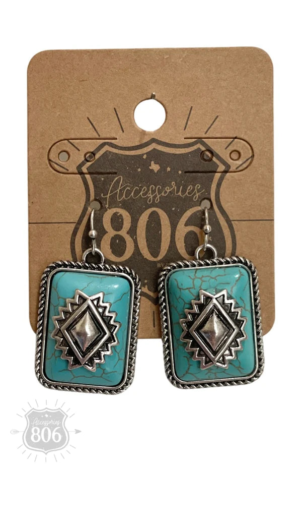 RECTANGLE STONE EARRING 806-E348